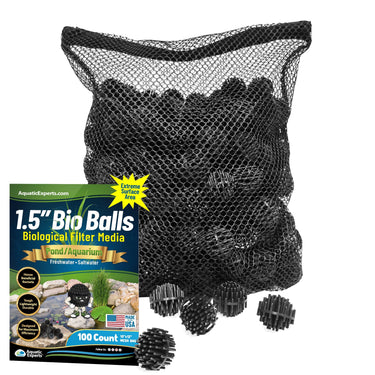 Bio Balls Filter Media - 1.5 Inch Large Bio Ball for Pond Filter - Perfect Bio Balls for Pond Filter Media – Made in The USA Bio balls Aquatic Experts 100ct with 10